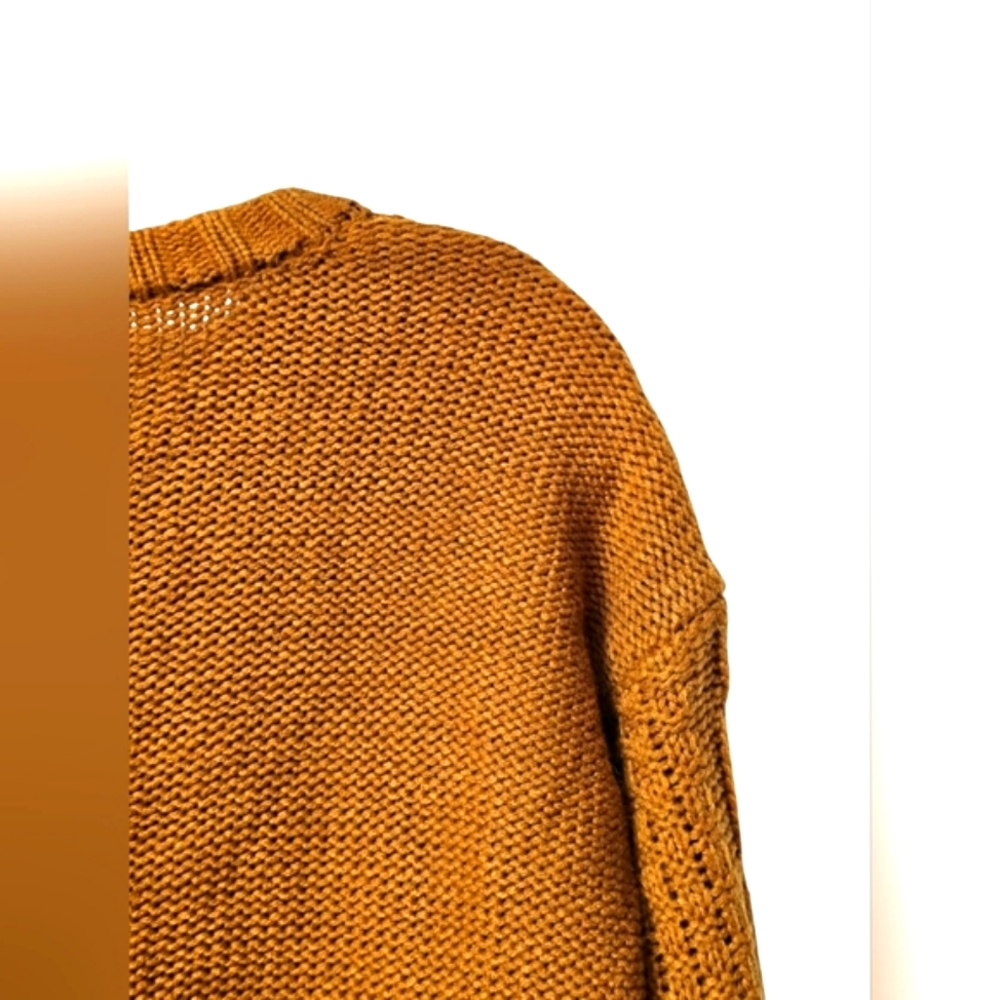 Mudd Rust Brown Orange Cropped Textured Longsleeve Sweater Top Crewneck Gold - Picture 10 of 12